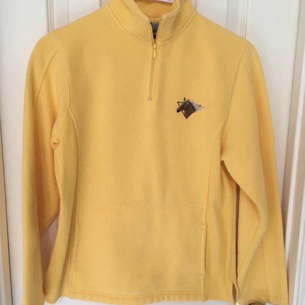 Artisans Golden yellow pullover women’s horse head embroidered logo Quarter Zip